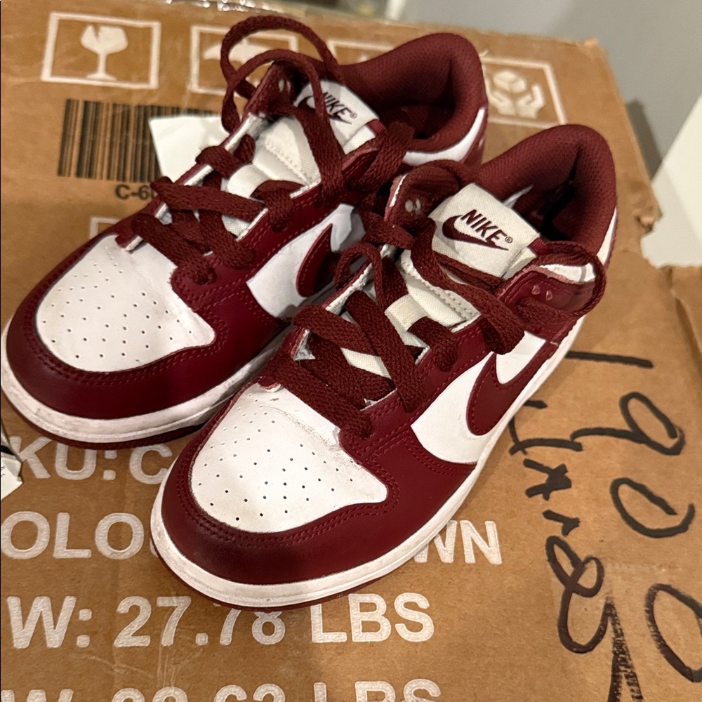 Nike Kids' Burgundy and White Sneakers